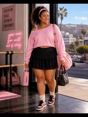 Blogilates Ballerina Skort ✨ High-Rise Tiered Mesh Active | Built-In Short 3X